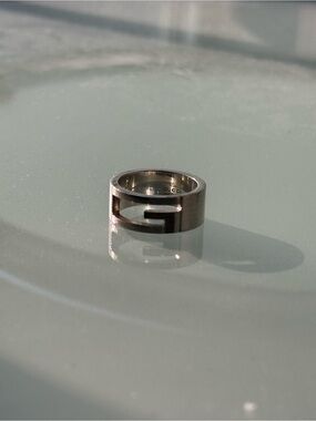 Gucci .925 Sterling Silver Cutout G Logo Ring